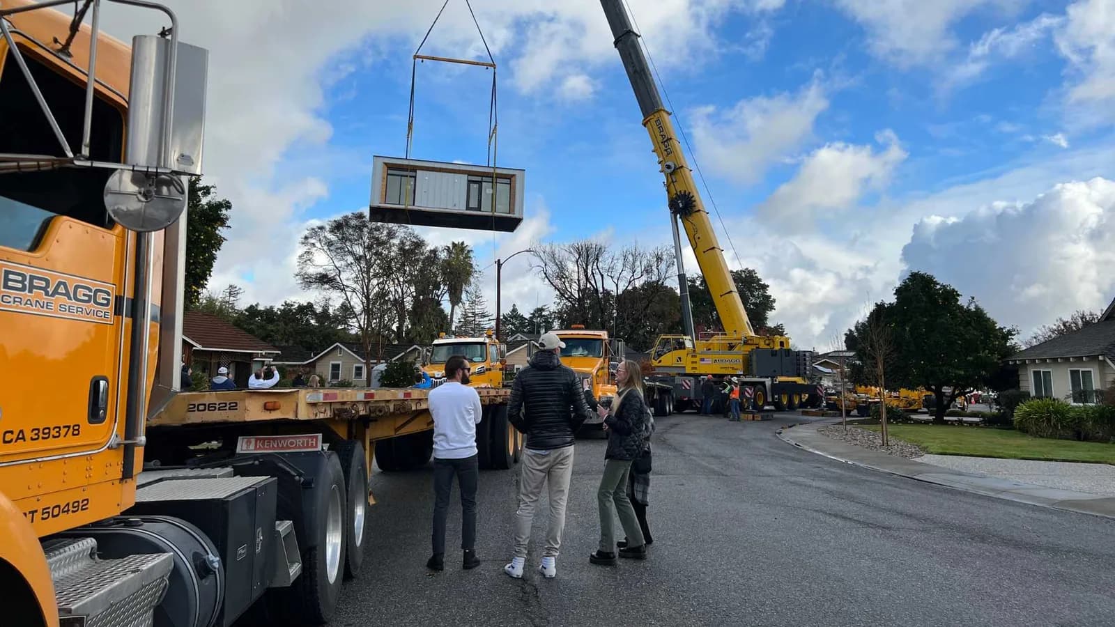 One bedroom modular ADU on a crane